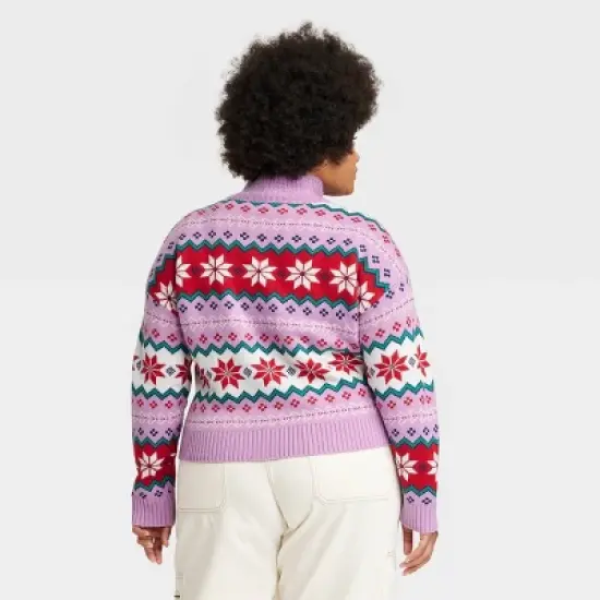 Women's Argyle Graphic Sweater - Purple image {1}