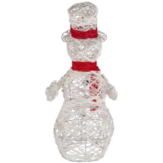 Northlight Lighted Glittered Rattan Snowman Outdoor Christmas Decoration - 28" - Clear Lights image {5}