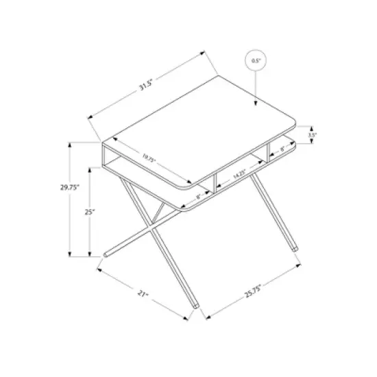 White Top Computer Desk - Silver Metal - EveryRoom image {3}