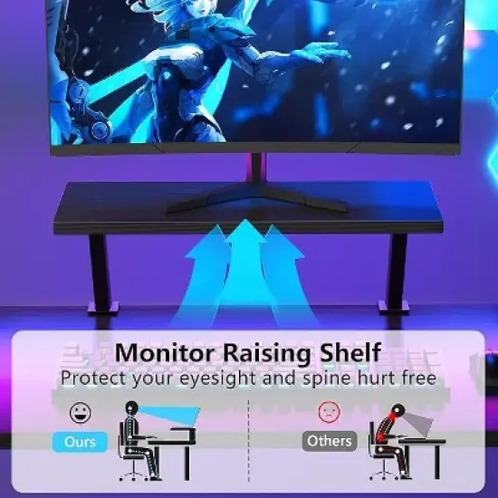 Mr Ironstone L Shaped Gaming Desk Corner Computer Desk, Home Office Desks Writing Workstation with Large Monitor Stand (51 Inch) image {1}