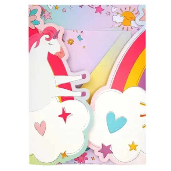 Pipilo Press 92 Piece Unicorn Stationery Set for Kids, Girls, with 60 Stationery Sheets, 30 Envelopes, Sticker Sheet, Pocket Folder image {5}