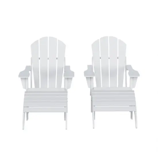WestinTrends Malibu HDPE Outdoor Patio Folding Poly Adirondack Chairs with Ottomans (4-Piece Conversation Set) image {24}