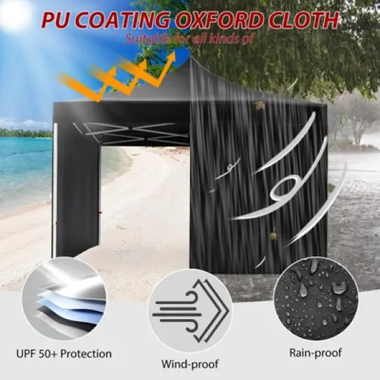 Pop Up Canopy Tent, 10 x 10 Ft Commercial Instant Shade Canopy with Roller Bag, Outdoor Portable Canopy for Events, Parties, Camping image {6}