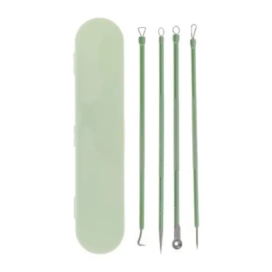 Unique Bargains No Word Plastic Box Pimple Extractor Tool Kit Green 1 Set image {6}