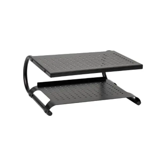 Mind Reader Monitor Stand/Riser 2 Tier Ventilated Metal Black image {3}