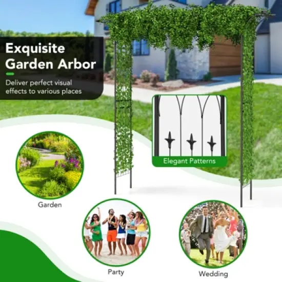 Tangkula 81&rdquo; Metal Garden Arbor Garden Arch Trellis Pergola Archway for Various Climbing Plant image {7}