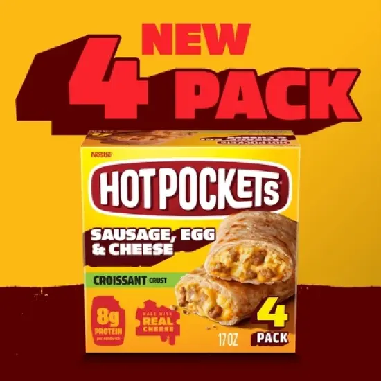 Hot Pockets Croissant Crust Sausage, Egg & Cheese Frozen Breakfast Sandwiches - 17oz/4ct image {3}