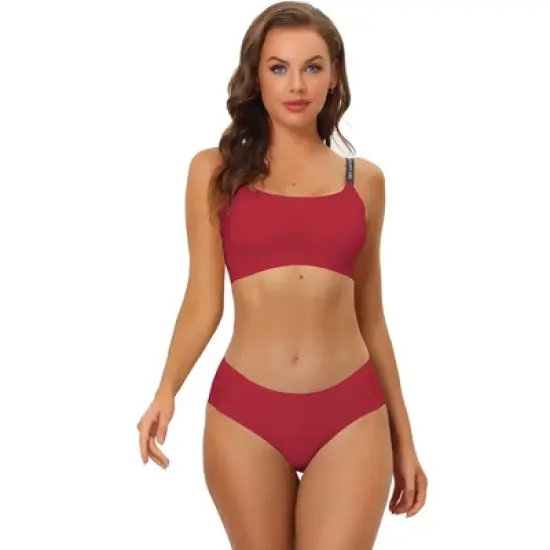 Allegra K Women's Wireless Pullover U Neck No Show Smooth Stretch Bra and Panty Set image {7}