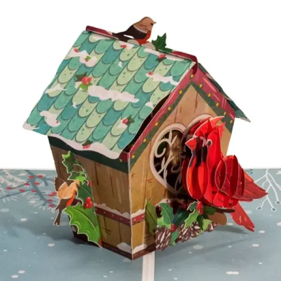 Paper Love 3D Love Bird House Pop Up Christmas Card, 100% Recycled and Eco-Friendly, 8" x 6" Cover - With Note Tag image {7}