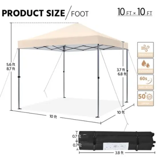 Yaheetech 10x10ft Pop-up Canopy with One-Push-To-Lock Setup Mechanism image {2}