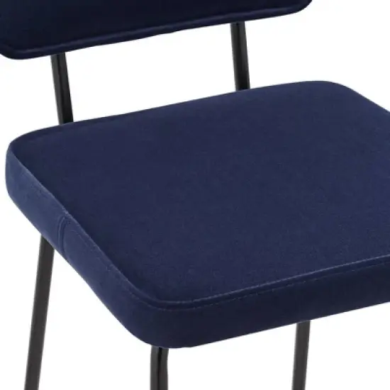 Studio 55D Marc Swivel Bar Stools Set of 2 Black Gold 29 1/4" High Mid Century Modern Blue Cushion Backrest Footrest Kitchen Counter Height Island image {4}