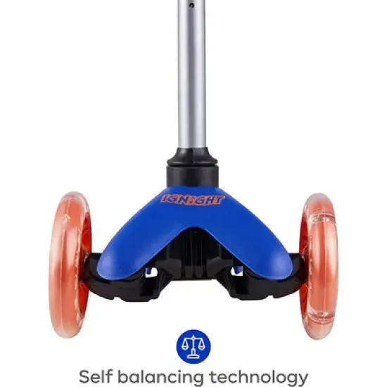 Voyager 3 Wheel Kids Scooter with Light Up Wheels & Tbar - Blue/Orange image {5}