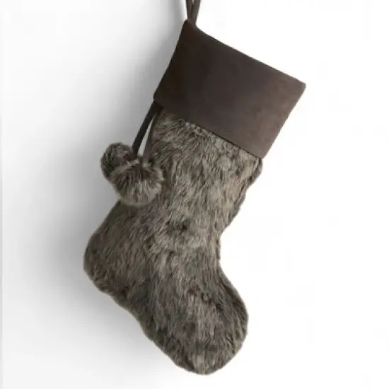 Personalization Mall Embroidered Faux Fur Christmas Stocking image {2}