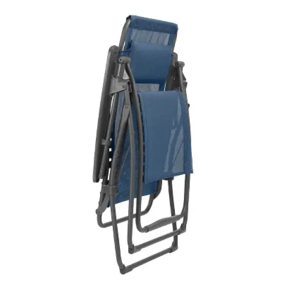 Lafuma Futura XL Zero Gravity Portable Ergonomic Outdoor Patio Steel Framed Recliner Folding Lounge Chair with Headrest Cushion, Ocean Blue (2 Pack) image {2}