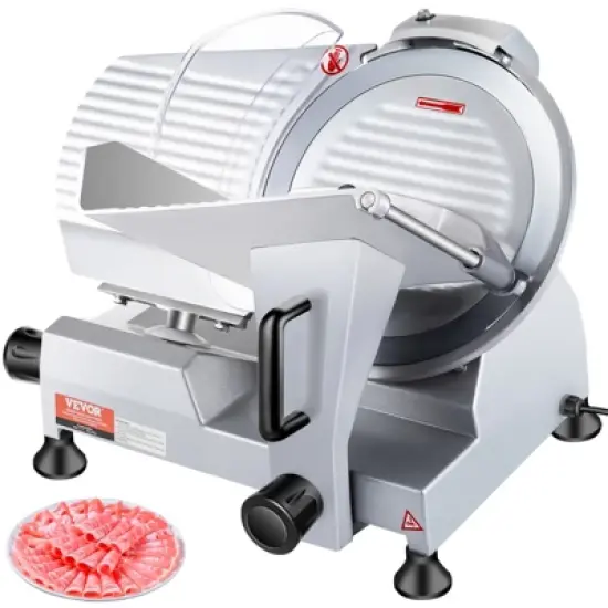 VEVOR 240W Commercial Meat Slicer, Electric Deli Food Slicer, 10" Carbon Steel Blade Electric Food Slicer, 350-400RPM Meat Slicer, 0 - 0.47 inch image {8}