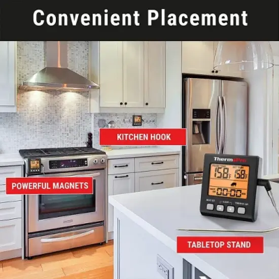 ThermoPro TP16SW Digital Meat Cooking Smoker Kitchen Grill BBQ Thermometer with Large LCD Display with Backlight for Oven Smoker Grill Turkey image {6}