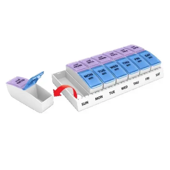 Ezy Dose Weekly AM/PM Pop Out Compartments Pill Organizer image {3}