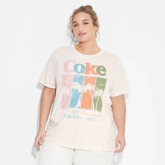 Women's Coke Catch the Wave Burnout Short Sleeve Graphic T-Shirt - Ivory image {3}