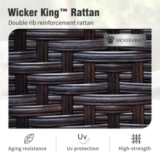 Captiva Designs 4pc Extra Large Metal and Rattan Outdoor Patio Fire Pit Set with Rocking Armchairs image {8}