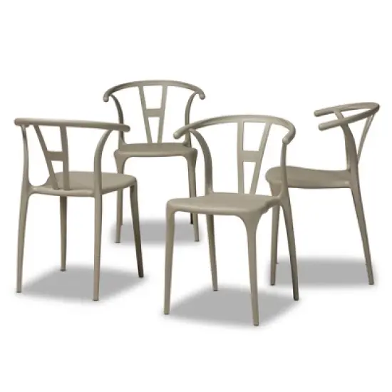 4pc Warner Plastic Dining Chair Set - Baxton Studio image {8}
