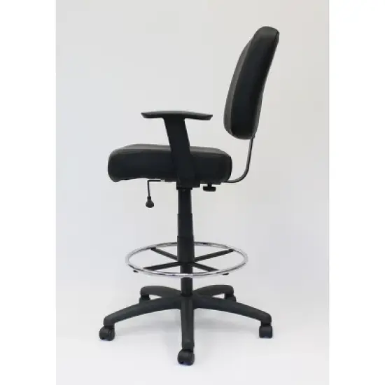 Modern Drafting Stool Black - Boss: Office Chair with Adjustable Arms & Footring image {2}