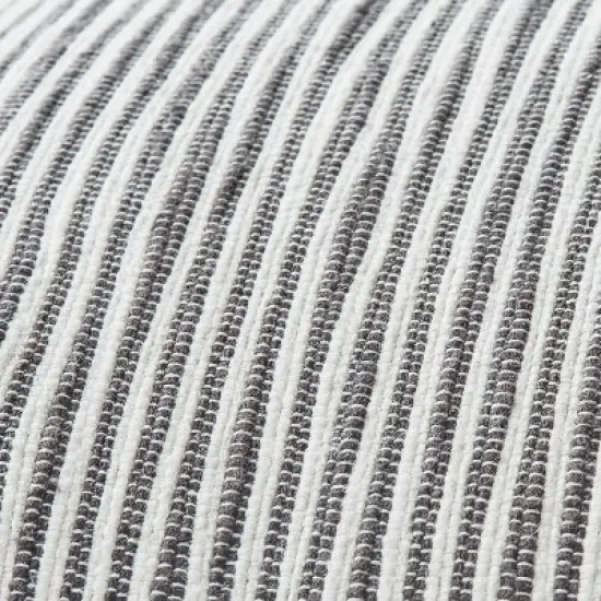 24"x24" Woven Slub Stripe Throw Pillow with Tassels Gray/White - Hearth & Hand&trade; with Magnolia image {2}