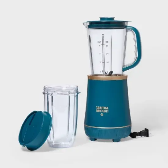 Personal Blender with Travel Cup - Tabitha Brown For Target: Teal, Stainless Steel Blades, 700W, Dishwasher-Safe image {1}