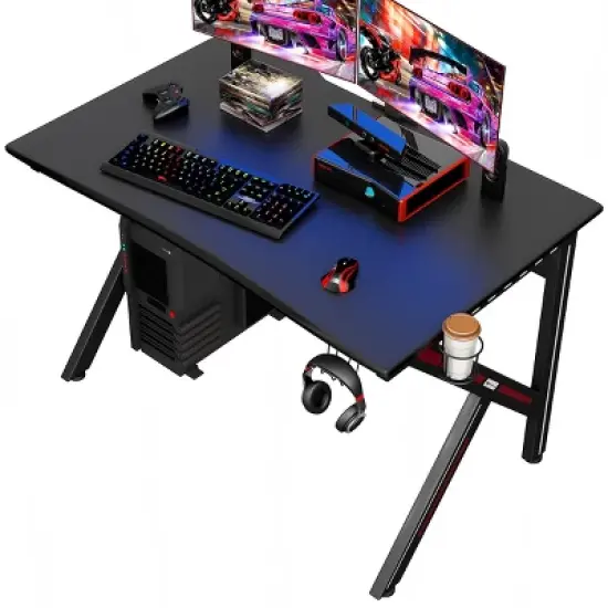 Costway Gaming Desk Gamers Computer Table E-Sports K-Shaped W/ Cup Holder Hook Home New image {5}