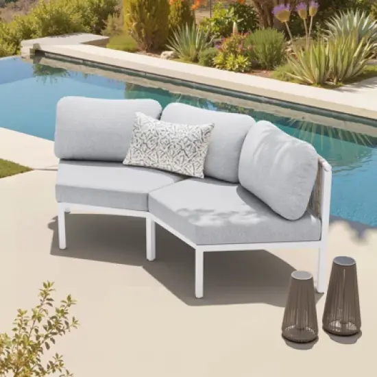 Crestlive products 2PC outdoor handcrafted woven rope design patio sofa for Balcony lawn  Beige image {3}