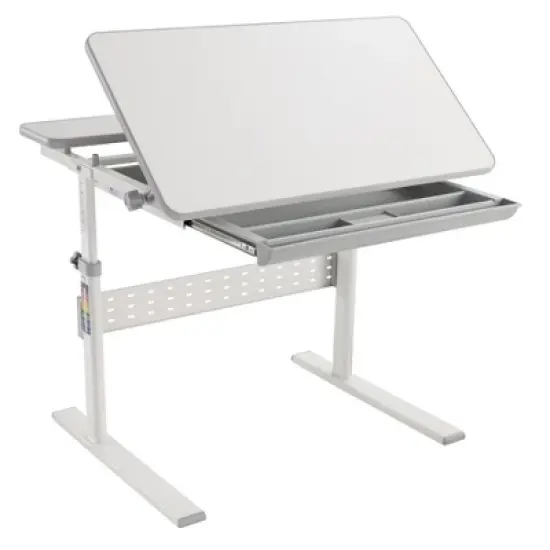 Mount-It! Height Adjustable Desk for Kids, Children's Workstation with Tilting Desktop and Drawer For Storage, Writing, Drawing, Reading & Studying image {1}