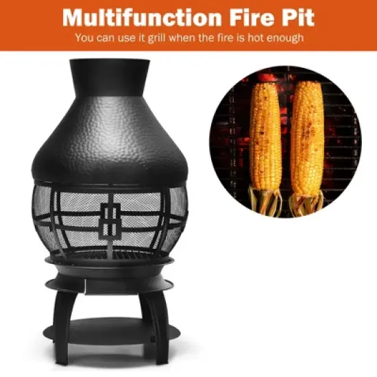 Costway Patio Fire Pit Chimenea Fireplace Wood Burning Heater Garden Backyard image {6}