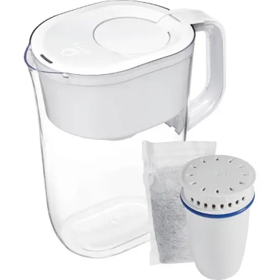 Brita 10-Cup Tahoe Water Pitcher Dispenser with Refillable Water Filter - White: Filters Chlorine image {1}