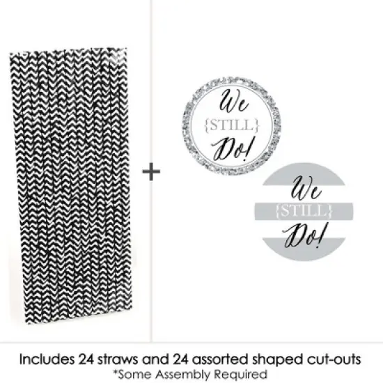 Big Dot of Happiness We Still Do Paper Straw Decor - Wedding Anniversary Party Striped Decorative Straws - Set of 24 image {2}