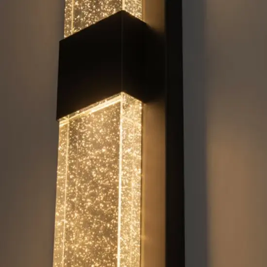 LLHZSY 31 1/2" Modern Outdoor Wall Light Fixtures Black LED Sconce Light with Bubble Crystal for House Porch Yard Patio image {8}