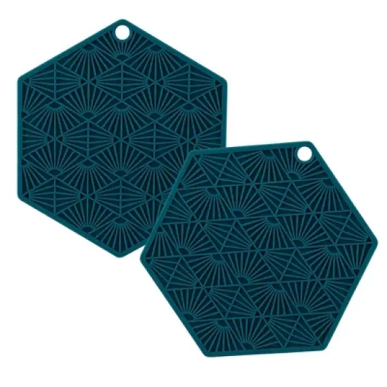 Taste of Home 2pc Silicone Tool Sea Green: Dishwasher-Safe Trivets for Hot Dishes, Kitchen Hot Pads image {5}