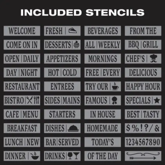 Excello Global Products 40" x 20" Wooden A-Frame Chalkboard Sign / 4 Liquid Chalk Markers & Stencil Set, Rustic image {4}