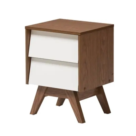 3pc Hildon Two-Tone Wood Storage Set White/Walnut Brown - Baxton Studio image {2}