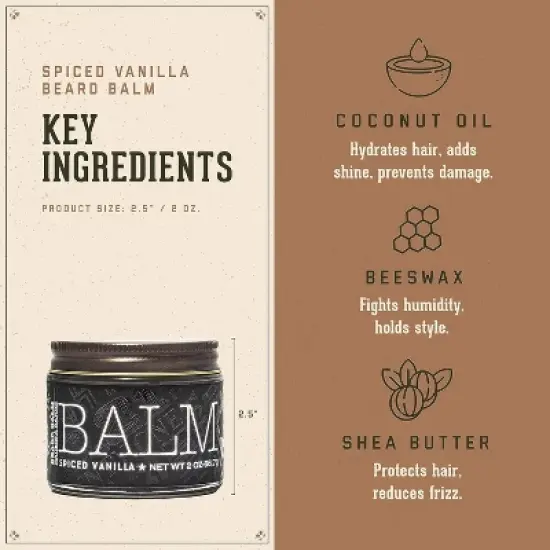 18.21 Man Made Spiced Vanilla Beard Balm Premium Grooming Cream with Low Shine for Conditioning and Shaping Beards, Mustaches - (2 oz) image {2}