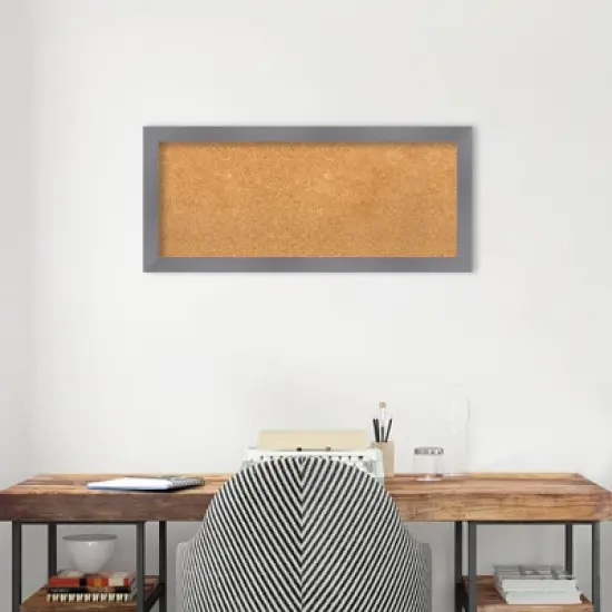 32"x14" Edwin Wood Frame Natural Cork Board Gray - Amanti Art image {5}