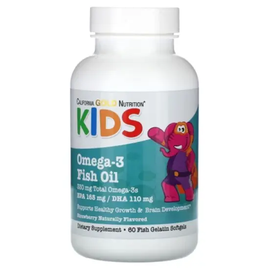 California Gold Nutrition Kid&rsquo;s Omega-3 Fish Oil, Natural Strawberry, 60 Fish Gelatin Softgels image {5}