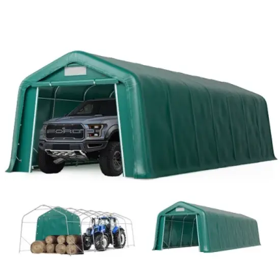 Captiva Designs 11 ft. x 24 ft. x 8.4 ft. Heavy-Duty Portable Garage & Agricultural Shed with Galvanized Frame, Removable Doors and Walls image {15}