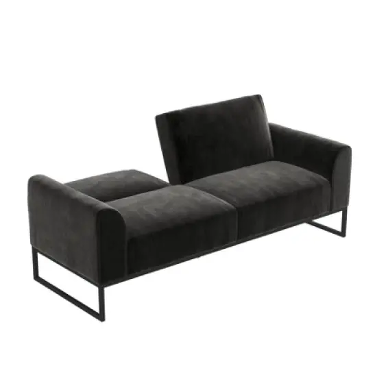 Adley Velvet Fabric Coil Futon with Metal Base - CosmoLiving by Cosmopolitan image {4}
