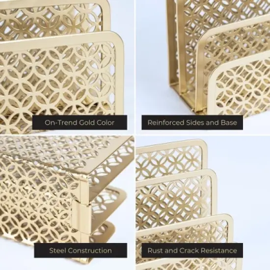 Blu Monaco Gold Desk Mail Organizer - Letter Holder and Bill Organizer for Desk - Gold Mail Storage and Letter Sorter image {4}