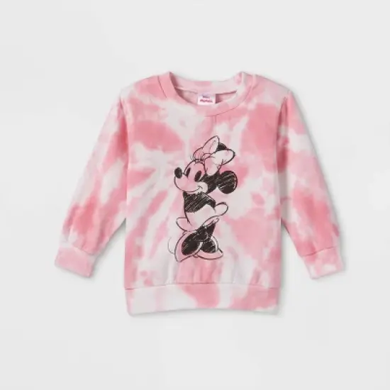 Toddler Girls' Minnie Mouse Tie-Dye French Terry Pullover - Pink image {3}
