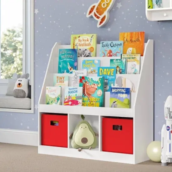 Kids' Bookrack with 3 Cubbies - RiverRidge Home image {1}