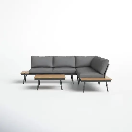 Sapphtopaz Outdoor Furniture Set L-Shaped Patio Chairs Conversation Outdoor Couch with Coffee Table Sofa Set for Garden, Terrace, Backyard, Gray image {3}