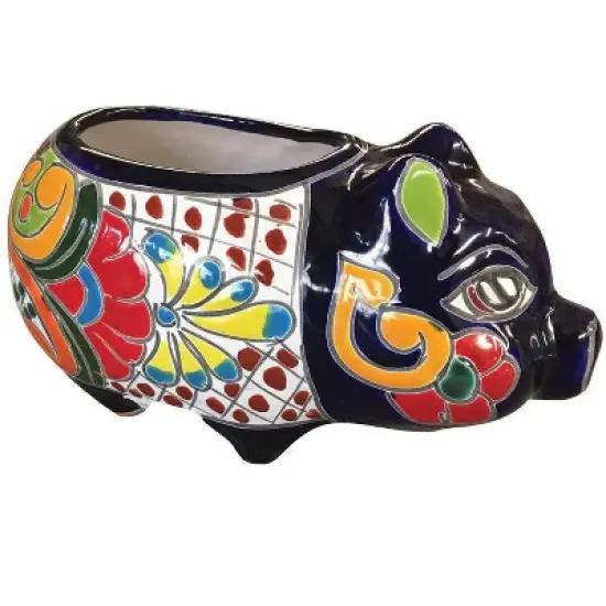 Avera Products Talavera - Ceramic Pig Planter - 6 in. - Multicolored - Case of 4 image {1}