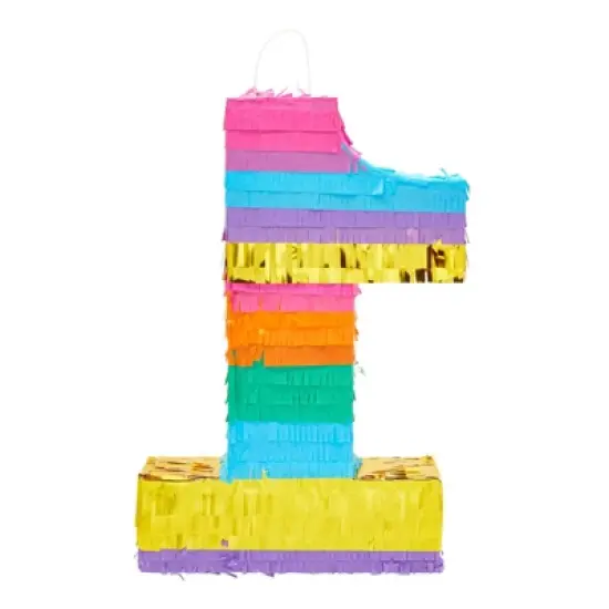 Blue Panda Rainbow Number 1 Pinata for 1st Birthday Party Supplies, Fiesta , Cinco de Mayo Celebration (Small, 16.5 x 11 x 3 In) image {6}