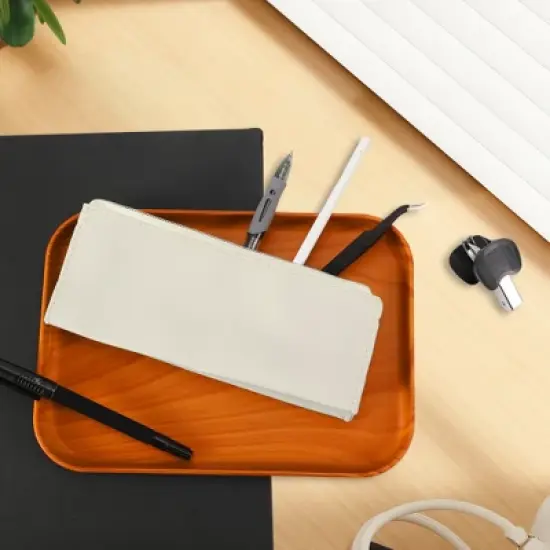 Unique Bargains Faux Leather Zipper Pencil Case image {1}