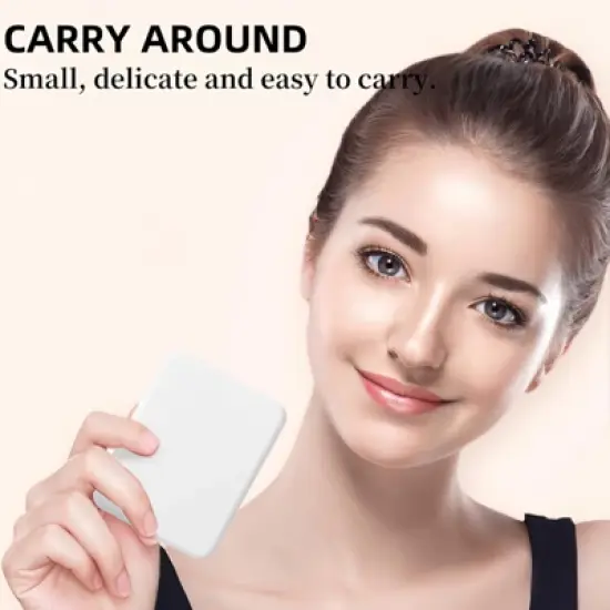 YEVYO Rechargeable Pocket Mirror, Double Sided 1X/3X Magnification Compact Vanity Mirror, 3 Color Lights, Travel Mirror for Women Gifts, White image {3}